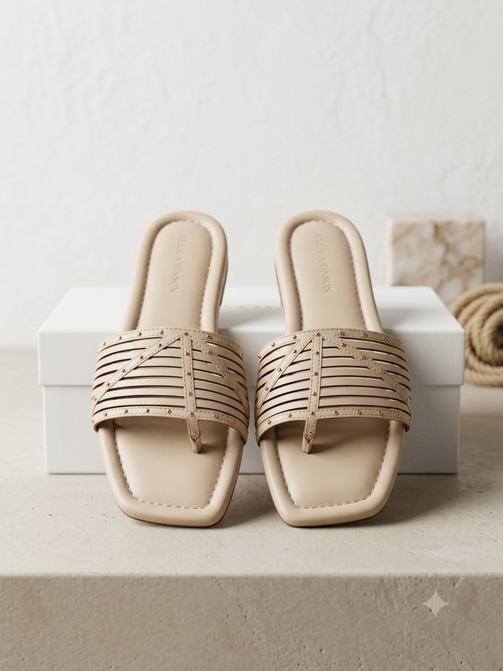 Ulla Johnson Beige Strappy Slide Sandals